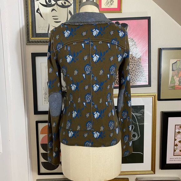 HWR Anthropologie Women’s Size XS Knit Cardigan Sweater Jacket Army Green - Picture 4 of 7